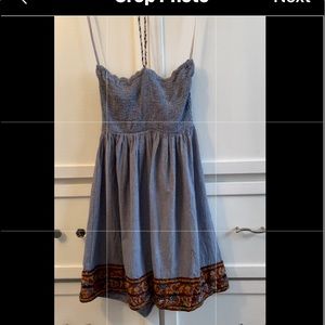 American Rag Smocked Denim Embroider Dress Size M